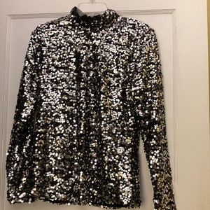 Black and Silver sequin top